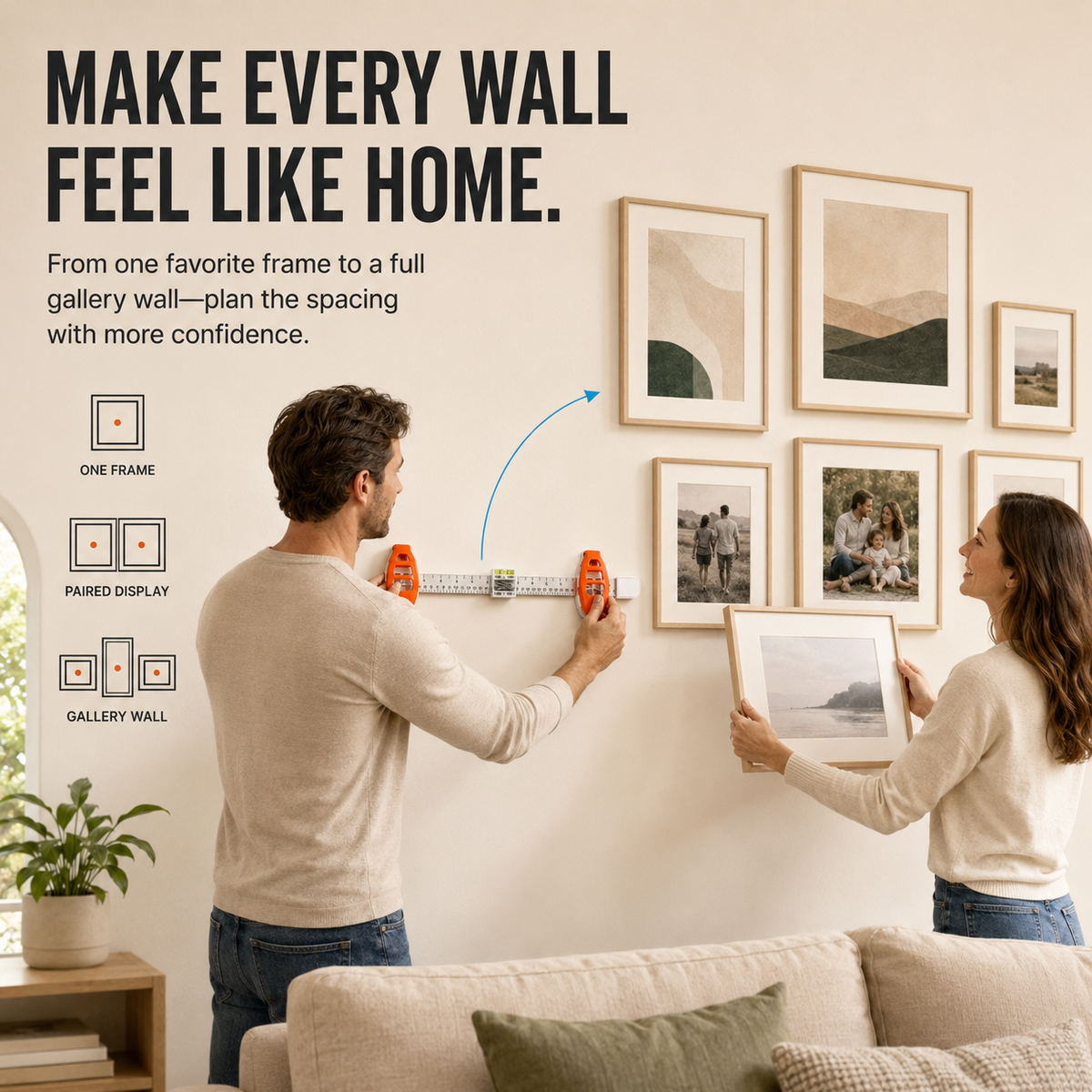 🔥 Limited-Time 49% OFF🖼️ All-in-One Picture Hanging Tool with Level & Dual Nail Positioners + 10/40 Nails