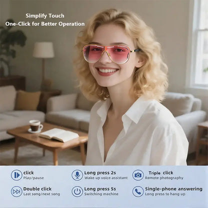SIMPLYDWELLY™ Smart Bluetooth 5.4 Audio Sunglasses – Open-Ear Wireless Music Glasses with UV Protection & Hands-Free Calling