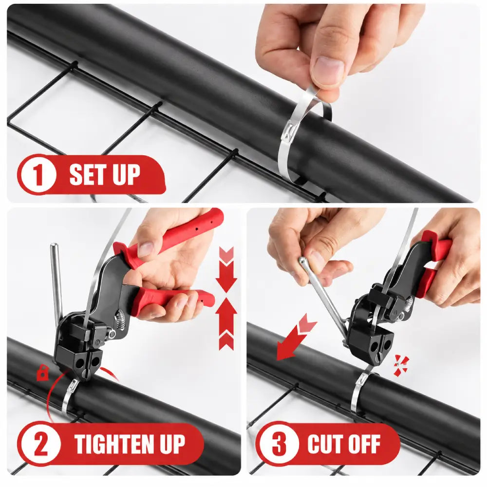 🔧 Stainless Steel Cable Tie Gun 💪 304 Metal Zip Ties Tensioning Tool