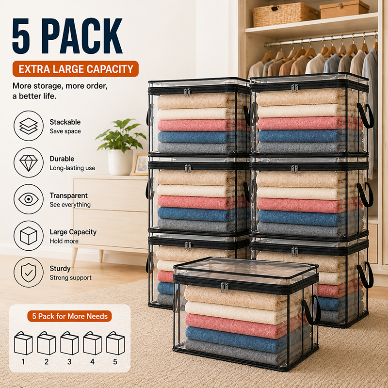 🎁 Mother's Day Sale 49% OFF📦Large Heavy-Duty Thick Plastic Clear Storage Bag for Clothes, Moving & Storage