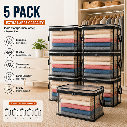🎁 Mother's Day Sale 49% OFF📦Large Heavy-Duty Thick Plastic Clear Storage Bag for Clothes, Moving & Storage