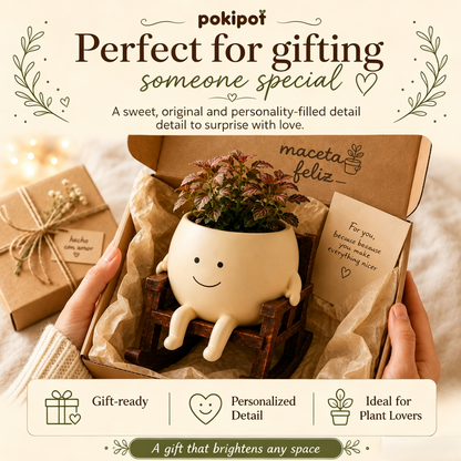 🍀Pokipot™ Happy Flowerpot,Cute Lazy Smile Character Planter Pot🪴