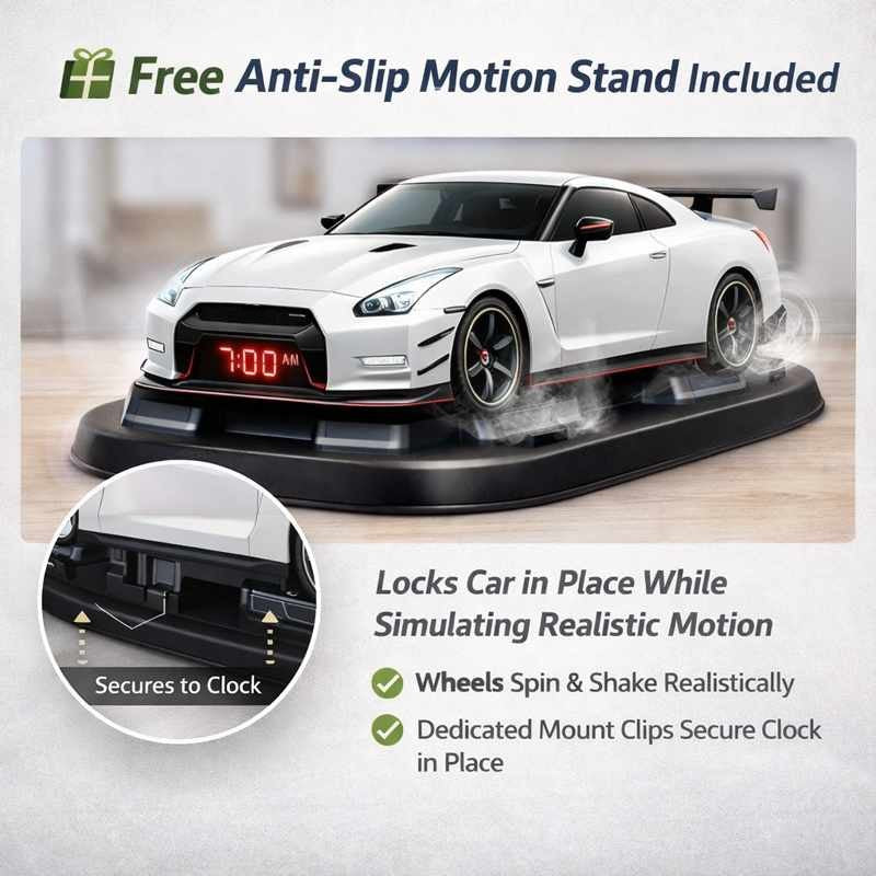 🏎️Hypercar Alarm Clock⏰GTR Sport Car Model Clock with Realistic Exhaust Flame, Smoke & LED Light Effects🔥