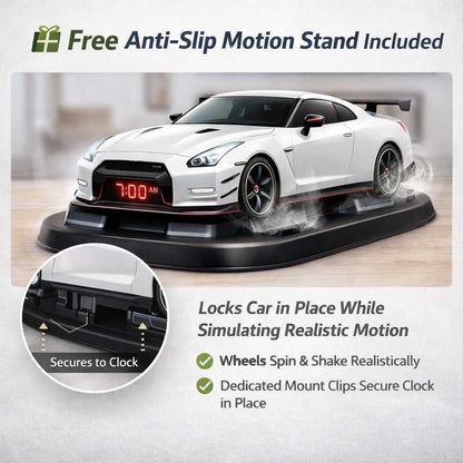 🏎️Hypercar Alarm Clock⏰GTR Sport Car Model Clock with Realistic Exhaust Flame, Smoke & LED Light Effects🔥
