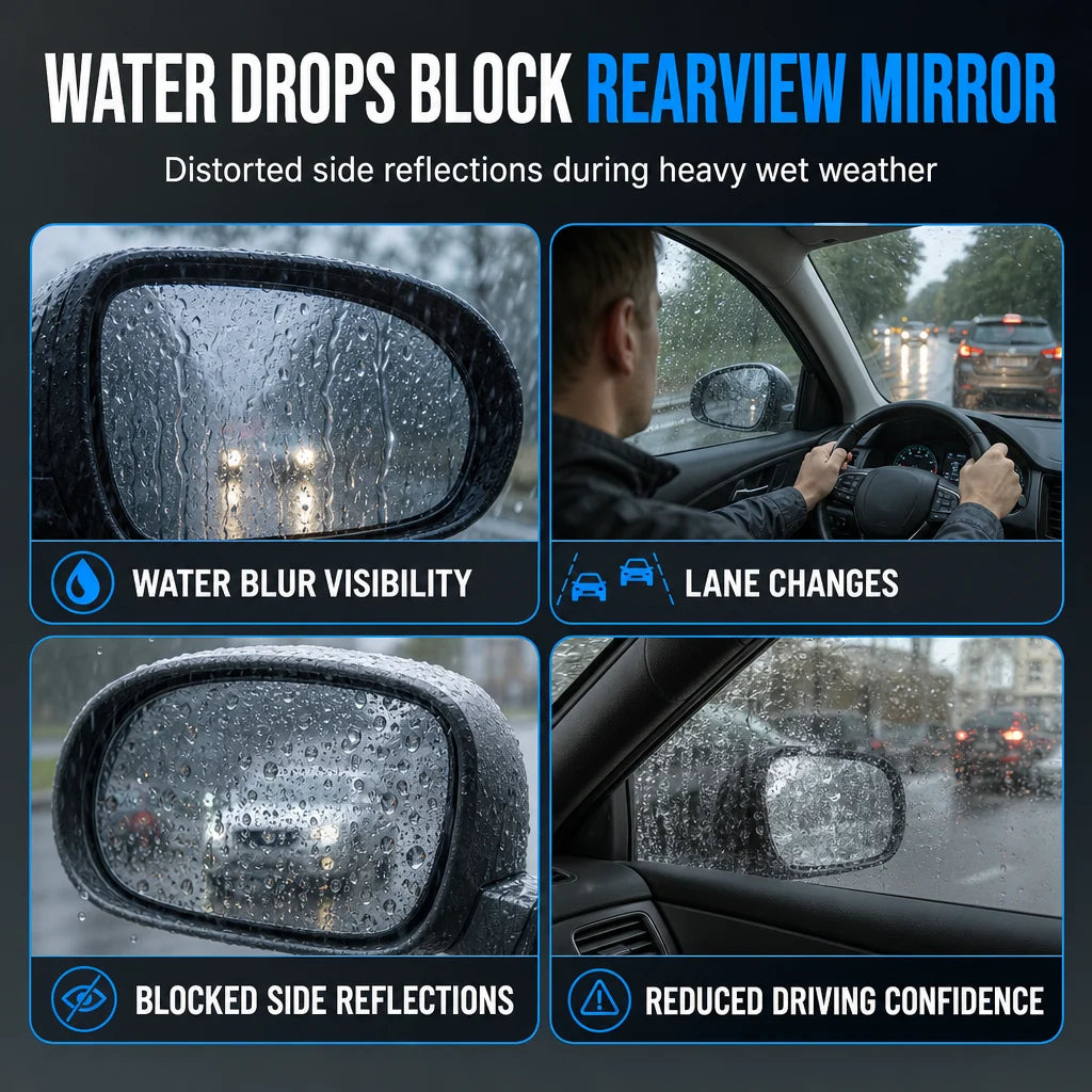 🔥 49% OFF - 🌧️ 2-in-1 Car Mirror Rain Visor + 360° Blind Spot Mirror · Clip-On Carbon Fiber Style