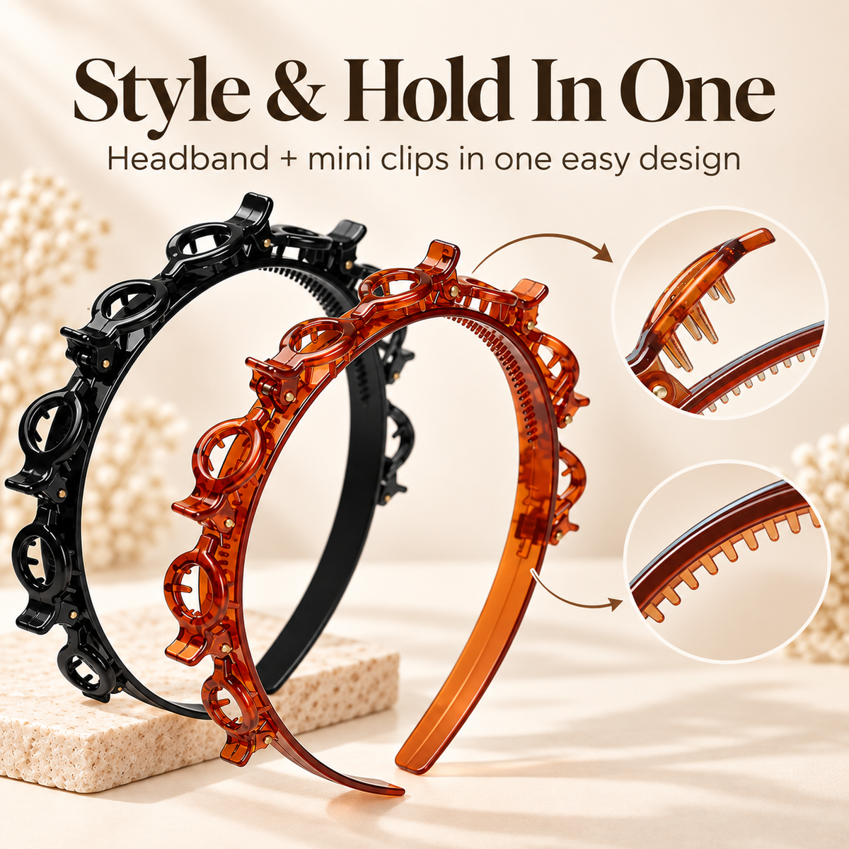💕49% OFF🔥 Multi-Layer Clip Headband for Women | Y2K Resin Hair Band ✨