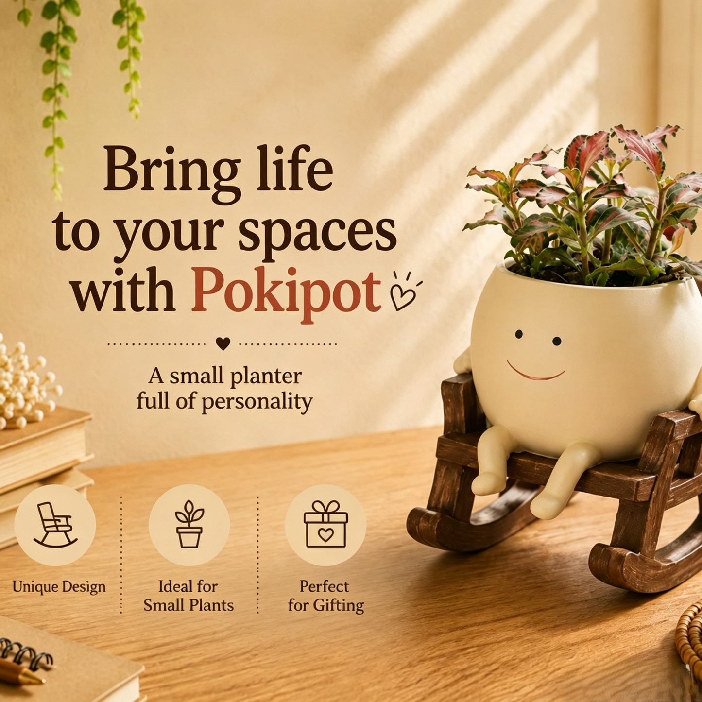 🍀Pokipot™ Happy Flowerpot,Cute Lazy Smile Character Planter Pot🪴