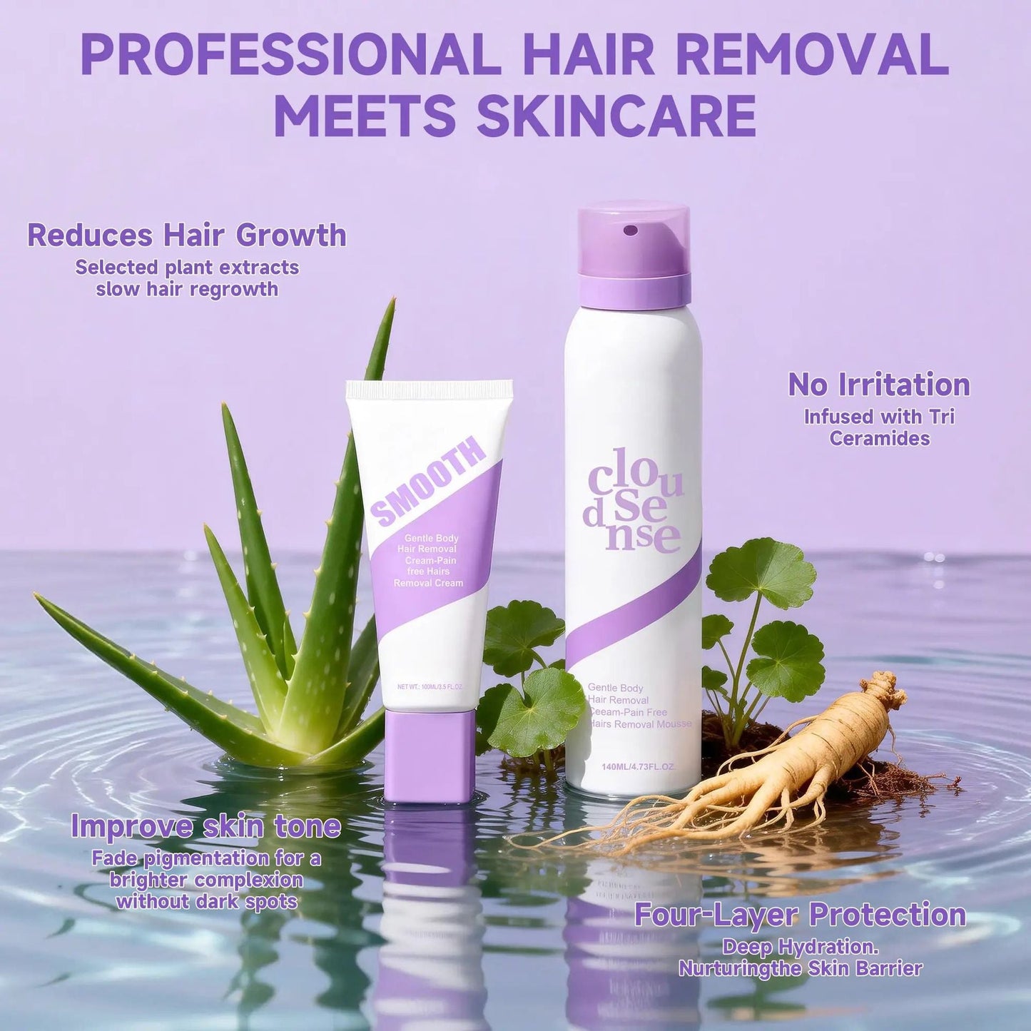 🔥Limited Time 49% OFF🧴 Hypoallergenic Hair Removal Cream 🌸Gentle Pain-Free Depilatory For Bikini & Body