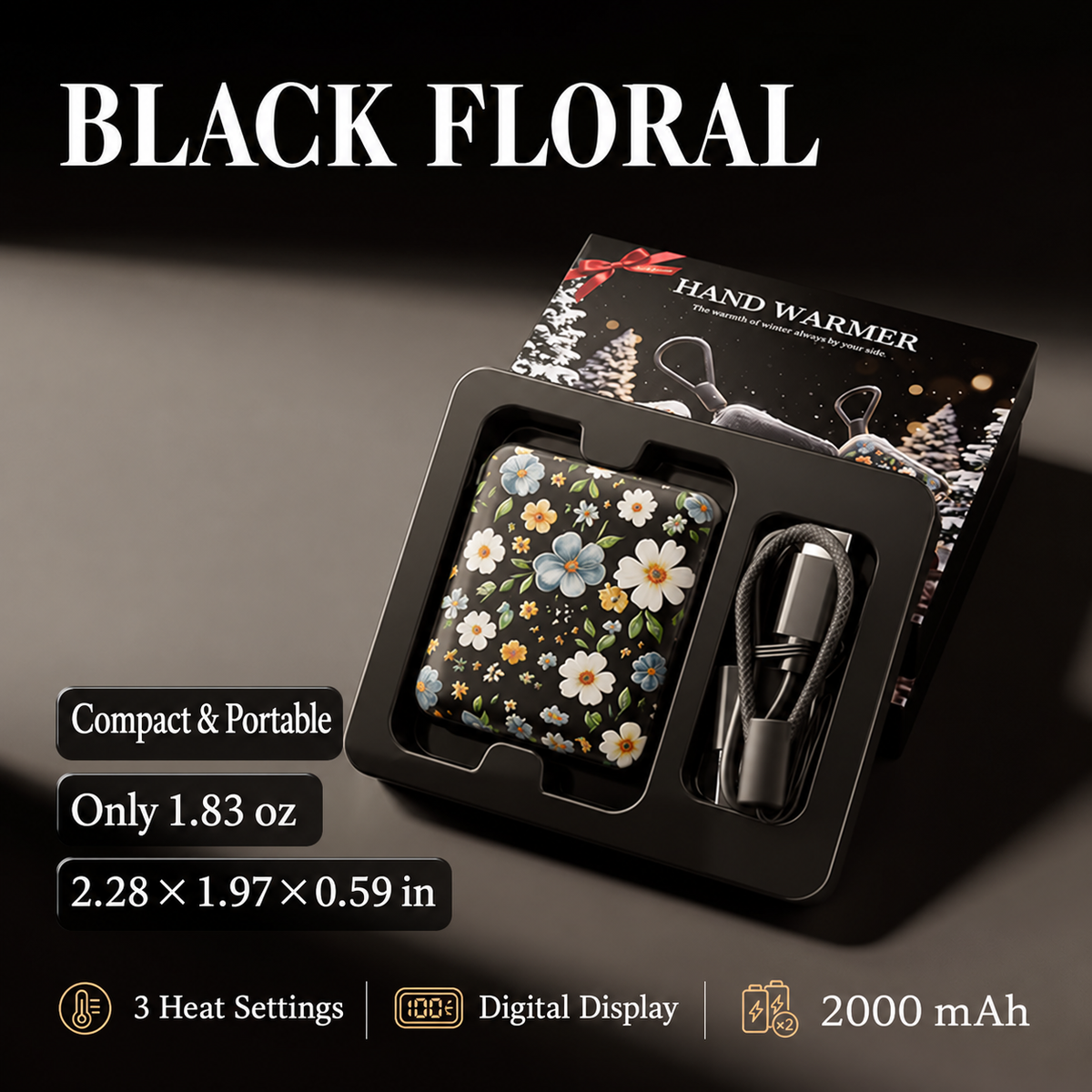 Mini Rechargeable Hand Warmer | Floral & Pocket-Sized Warmth