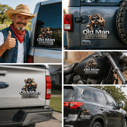 🚗Funny Old Man Edition 3D Metal Car Emblem, 3D Retro Cowboy Truck SUV Sticker Decal, Gift For Dads Bikers Truck Owners🐶