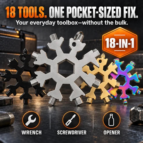 🔥LAST DAY 49% OFF❄️ 18-in-1 Snowflake Multi-Tool 🔧 Stainless Steel EDC Keychain Tool