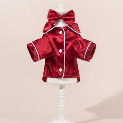 Satin-Look Dog & Cat Pajama Shirt | Cute Pet Outfit