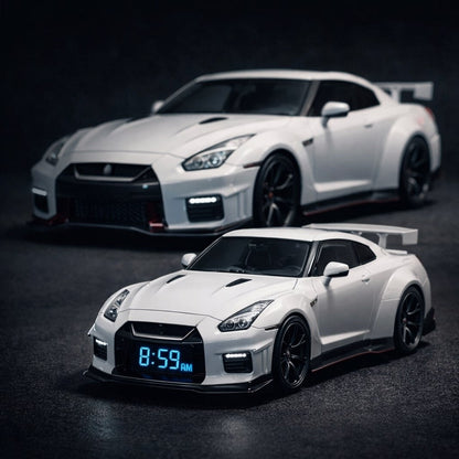 🏎️Hypercar Alarm Clock⏰GTR Sport Car Model Clock with Realistic Exhaust Flame, Smoke & LED Light Effects🔥