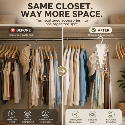 🔥LAST DAY 49% OFF👚🪝12-Hook Rotating Closet Organizer – Save Space & Keep Accessories Organized