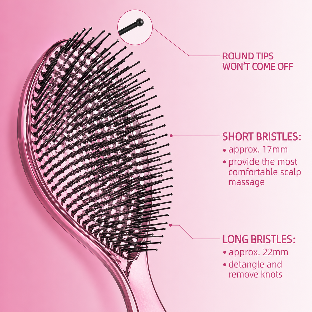 🪮Multi-Color Detangling Hair Brush Round Tip Scalp Massage Comb