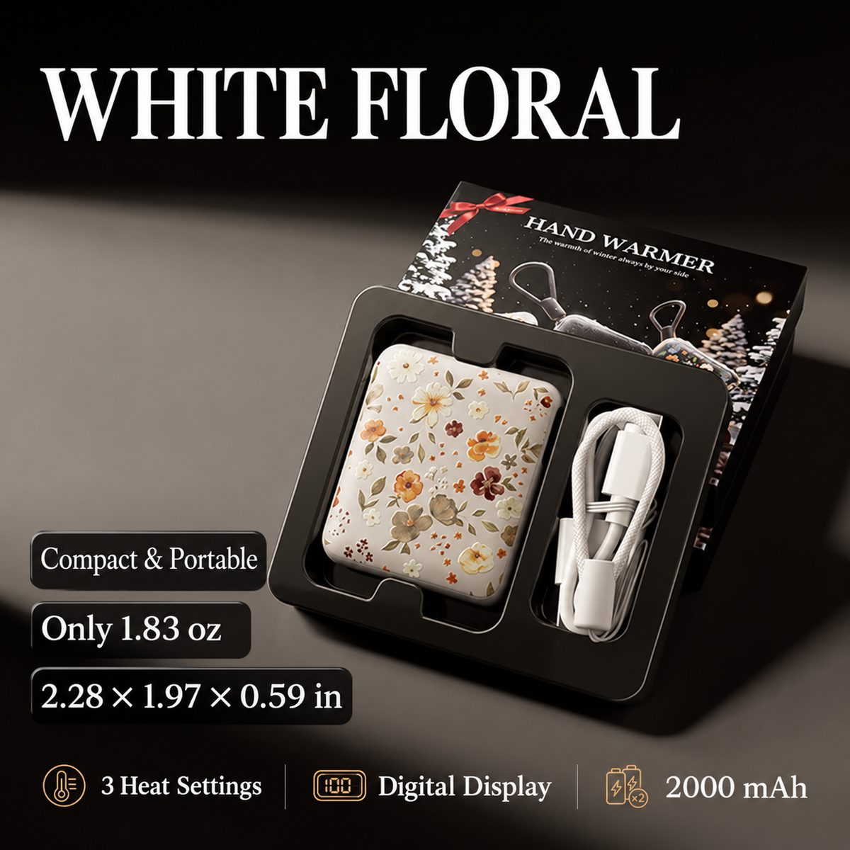 Mini Rechargeable Hand Warmer | Floral & Pocket-Sized Warmth