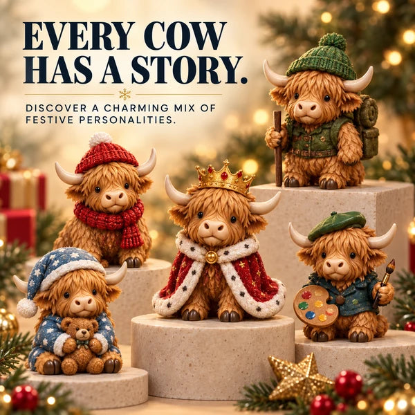 ⏳ Last Day 49% OFF –🐮24-Day Highland Cow Advent Calendar, Christmas Countdown Gift Box with Collectible