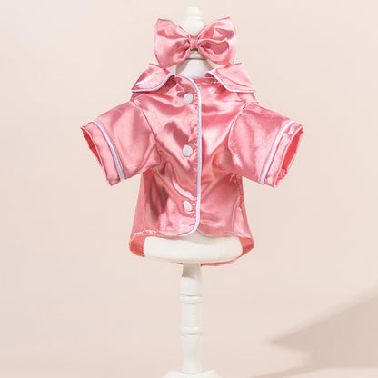 Satin-Look Dog & Cat Pajama Shirt | Cute Pet Outfit