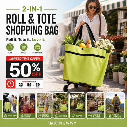 🔥HOT SALE 49% OFF🔥Foldable 2-in-1 Shopping Bag-ROLL.SHOP. GO EASY.