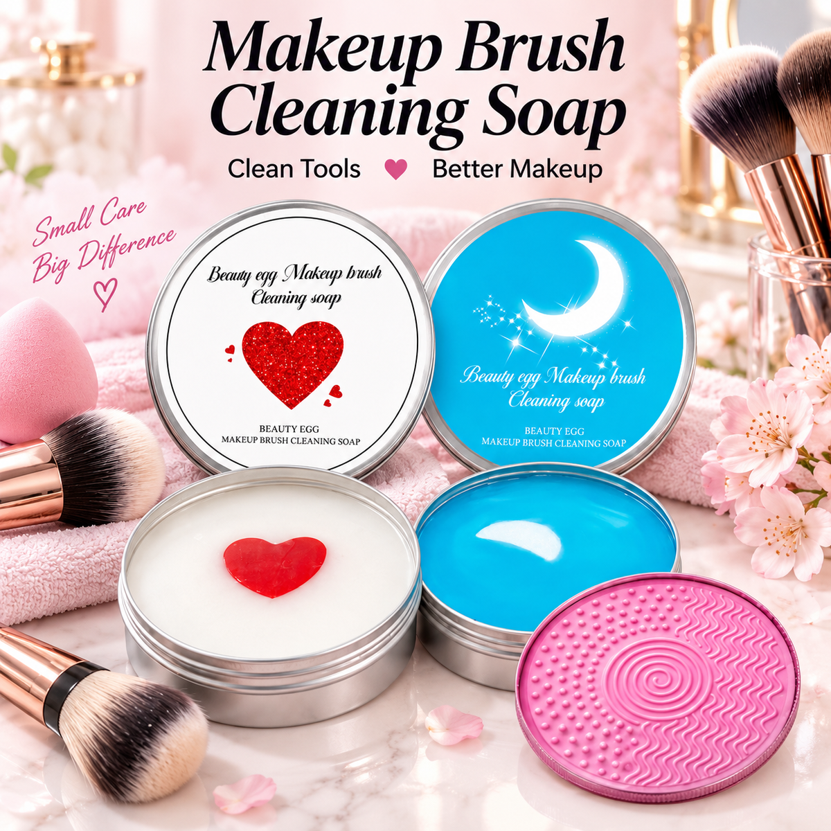 🔥 Limited-Time 49% OFF 🫧 Makeup Brush Cleaning Soap with Silicone Scrub Pad | 100g ✨