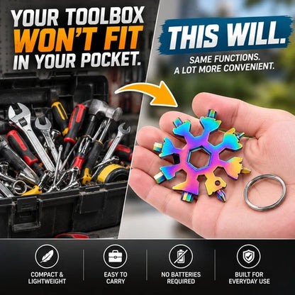 🔥LAST DAY 49% OFF❄️ 18-in-1 Snowflake Multi-Tool 🔧 Stainless Steel EDC Keychain Tool