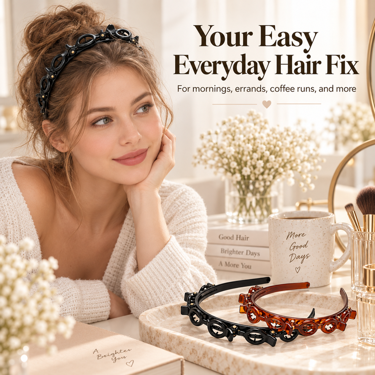 💕49% OFF🔥 Multi-Layer Clip Headband for Women | Y2K Resin Hair Band ✨