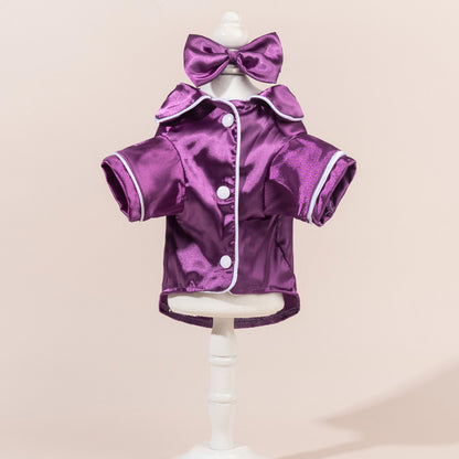 Satin-Look Dog & Cat Pajama Shirt | Cute Pet Outfit