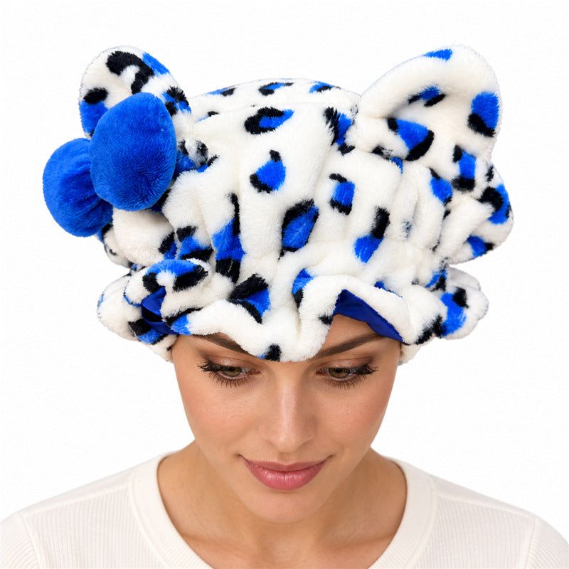 🎀 Cute & Cozy Leopard Plush Satin-Lined Bonnet 🐆 | Adjustable Hair Sleep Cap — Best Gift for Her 💕