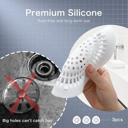 🔥LAST DAY 49% OFF🔥🚿 Convex Silicone Hair Catcher 🧼 with Suction Cups, Reusable Drain Filter