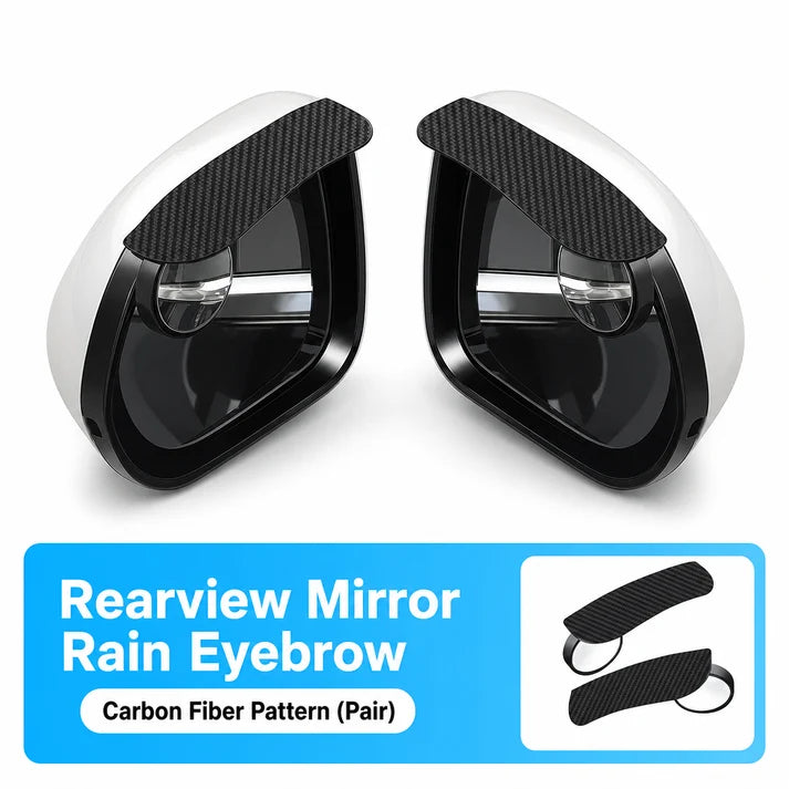 🔥 49% OFF - 🌧️ 2-in-1 Car Mirror Rain Visor + 360° Blind Spot Mirror · Clip-On Carbon Fiber Style