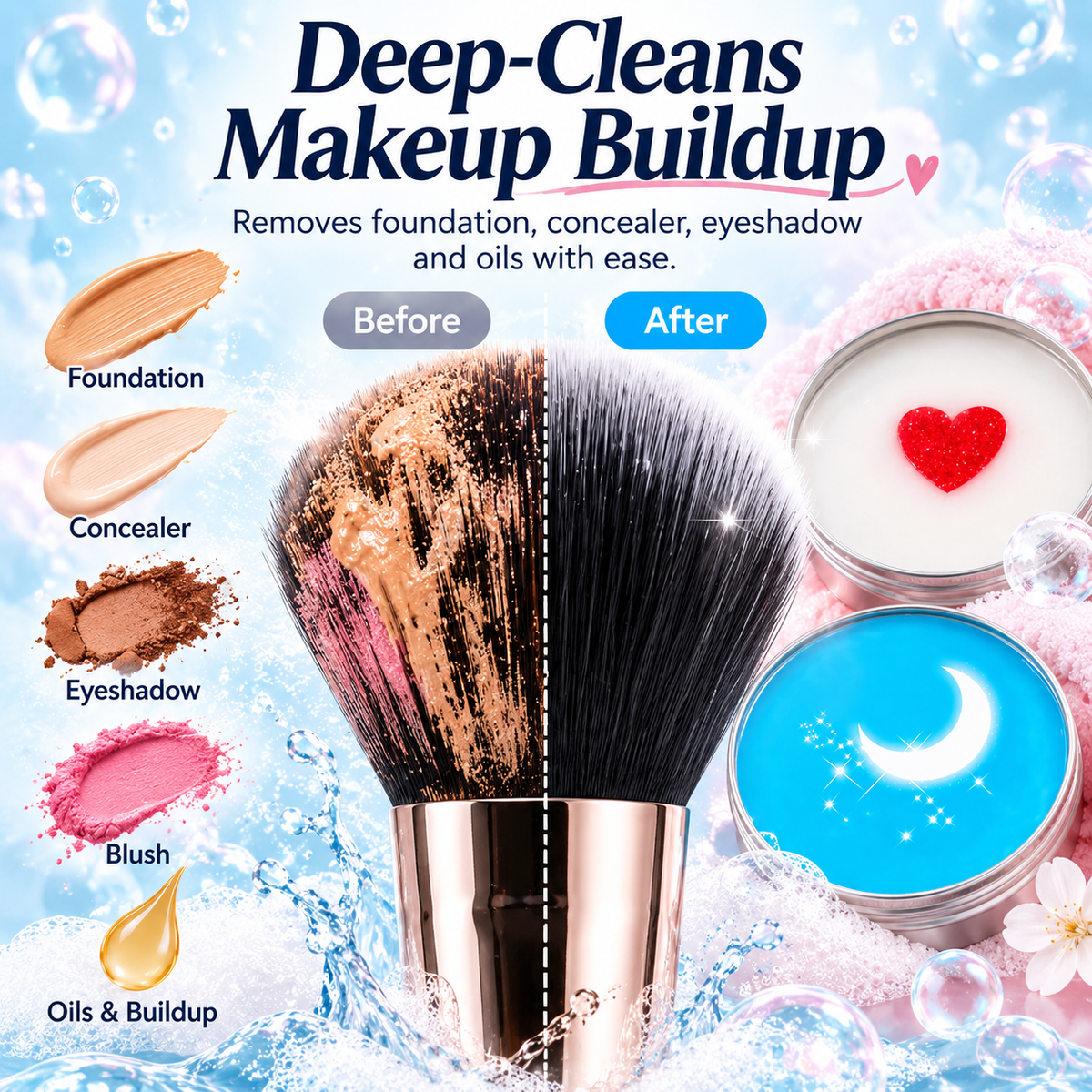 🔥 Limited-Time 49% OFF 🫧 Makeup Brush Cleaning Soap with Silicone Scrub Pad | 100g ✨