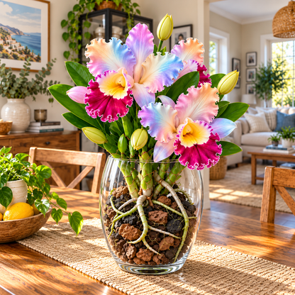 🌸Rare Ruffled Cattleya Orchid – Rooted Pseudobulbs | Spectacular Exotic Blooms💜