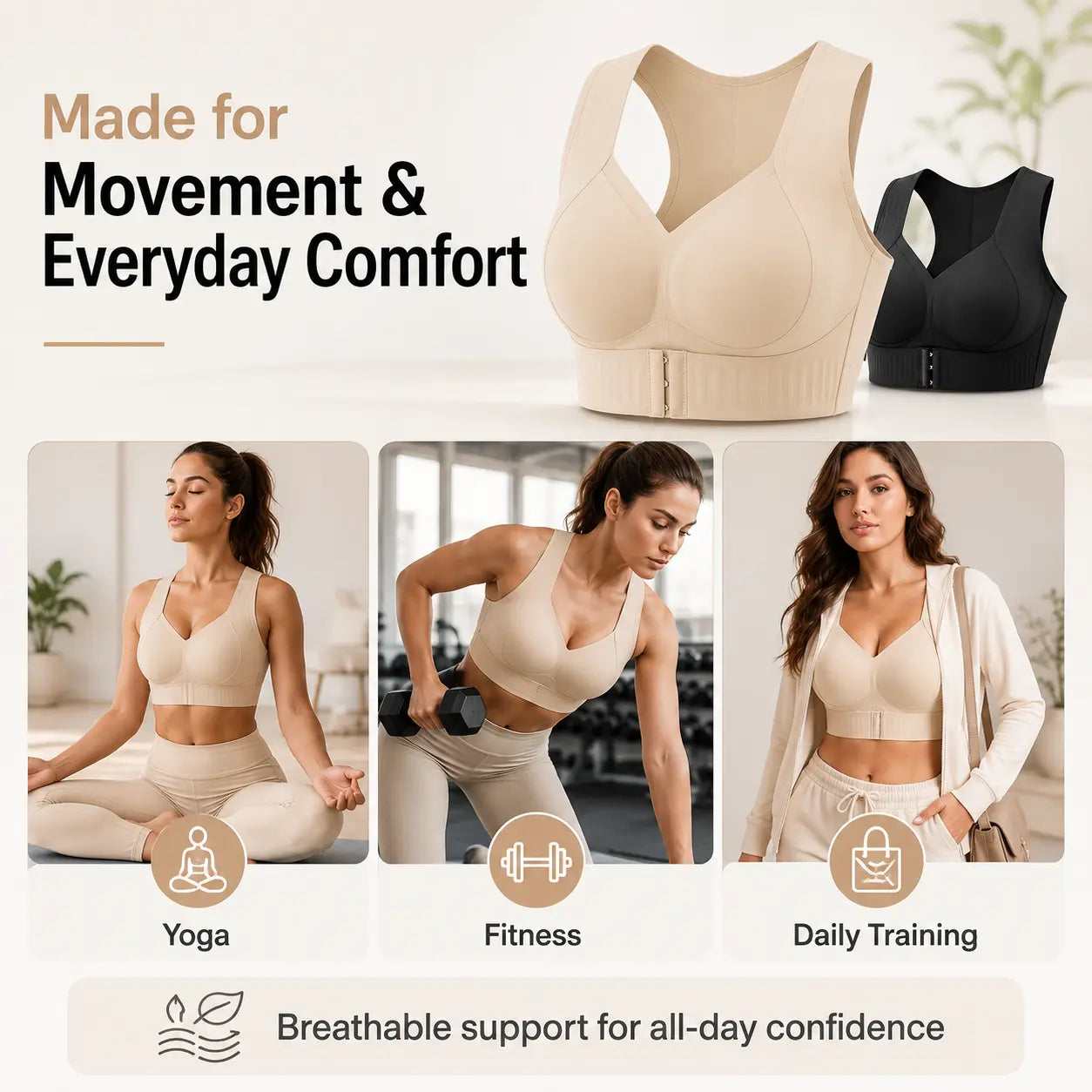 ✨ Premium Wireless Posture Corrector Bra | Front-Closure Shaping Bralette 🕊️