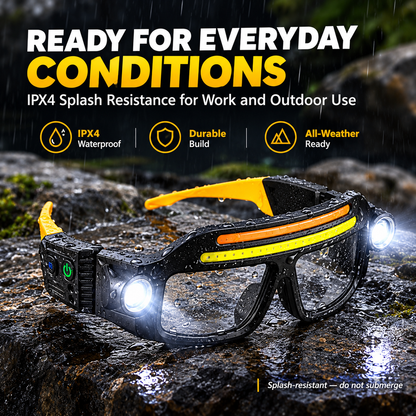 LED Glasses Headlamp 👓💡Hand-Wave Sensor, 5 Modes, IPX4 Waterproof