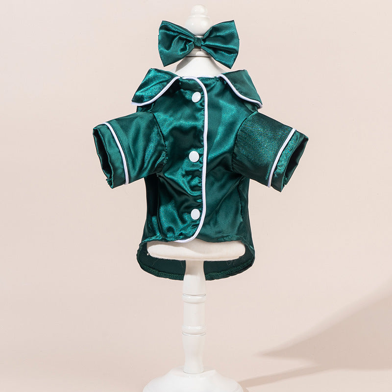 Satin-Look Dog & Cat Pajama Shirt | Cute Pet Outfit