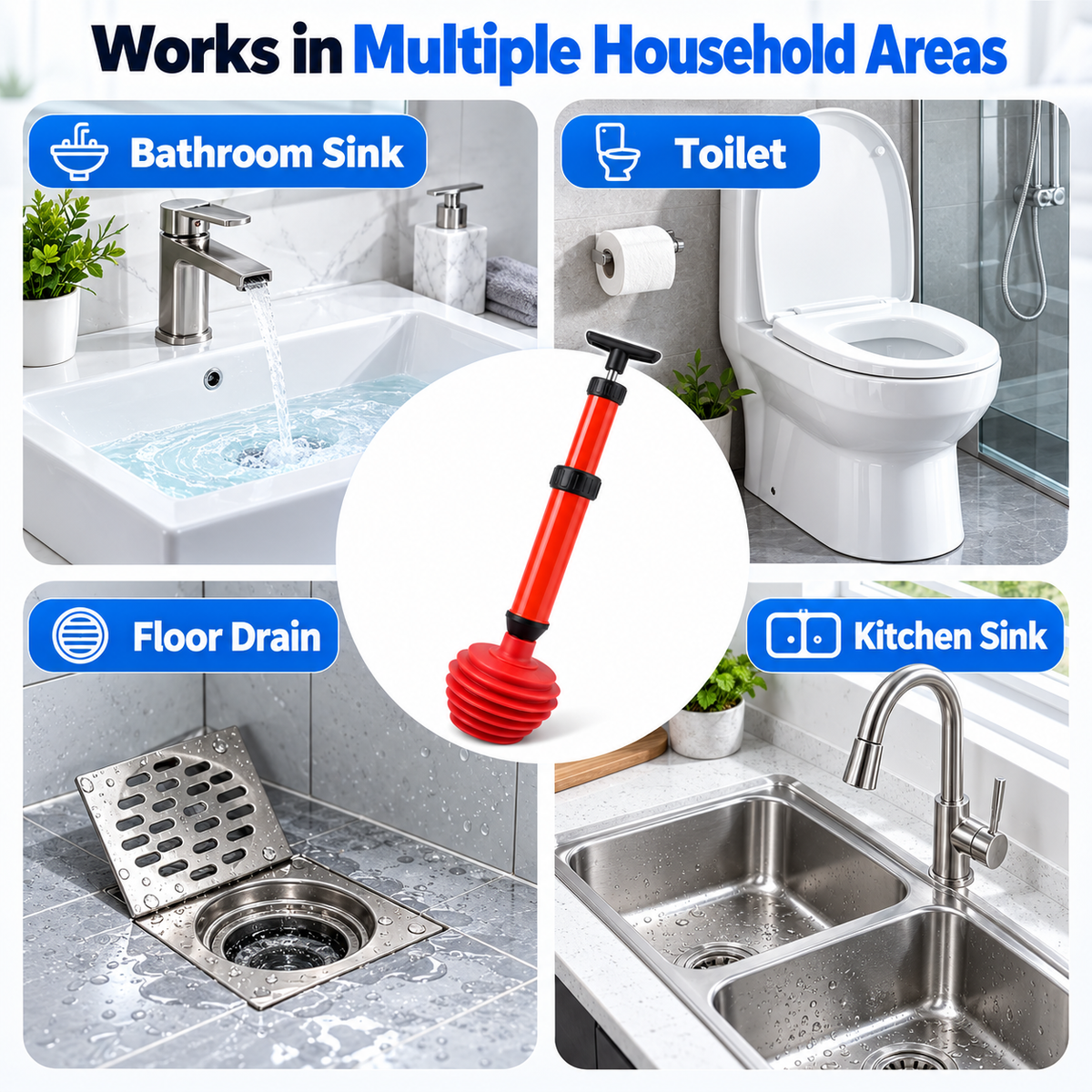 🚽 Manual Air-Pressure Toilet Plunger | Powerful Pump-Action Drain Unclogger 💨