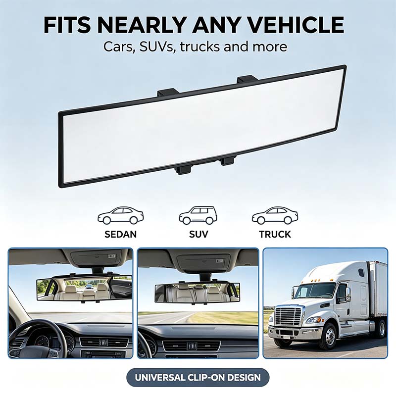 Panoramic rearview mirror vehicle-fit illustration