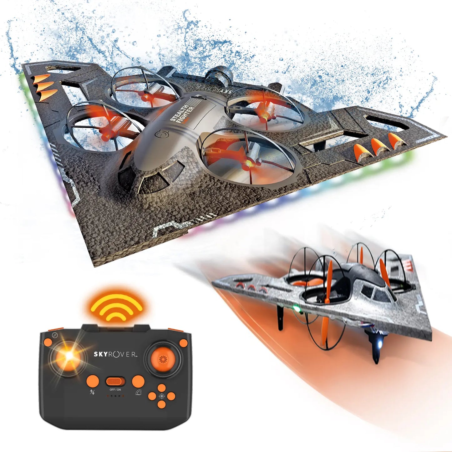 3-in-1 RC Jet Plane Remote Control Airplane Air Land Water With 2.4 GHz Control&LED Lights