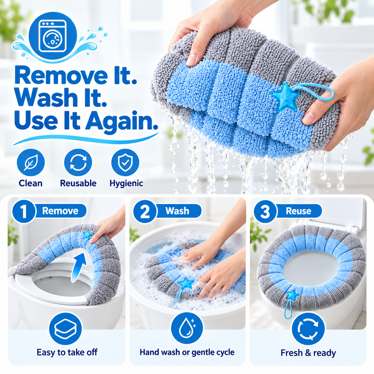 🚽❄️ Thick Plush Toilet Seat Cushion | Soft, Warm & Washable