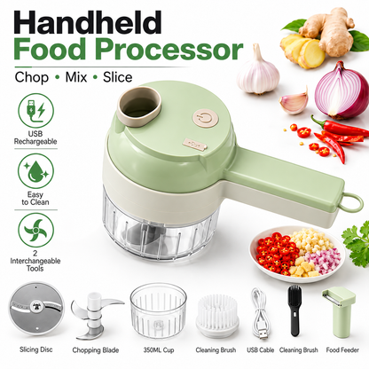 🔥 Limited-Time 49% OFF |⚡ Cordless 4-in-1 Mini Food Processor & Vegetable Slicer 🥒🔪