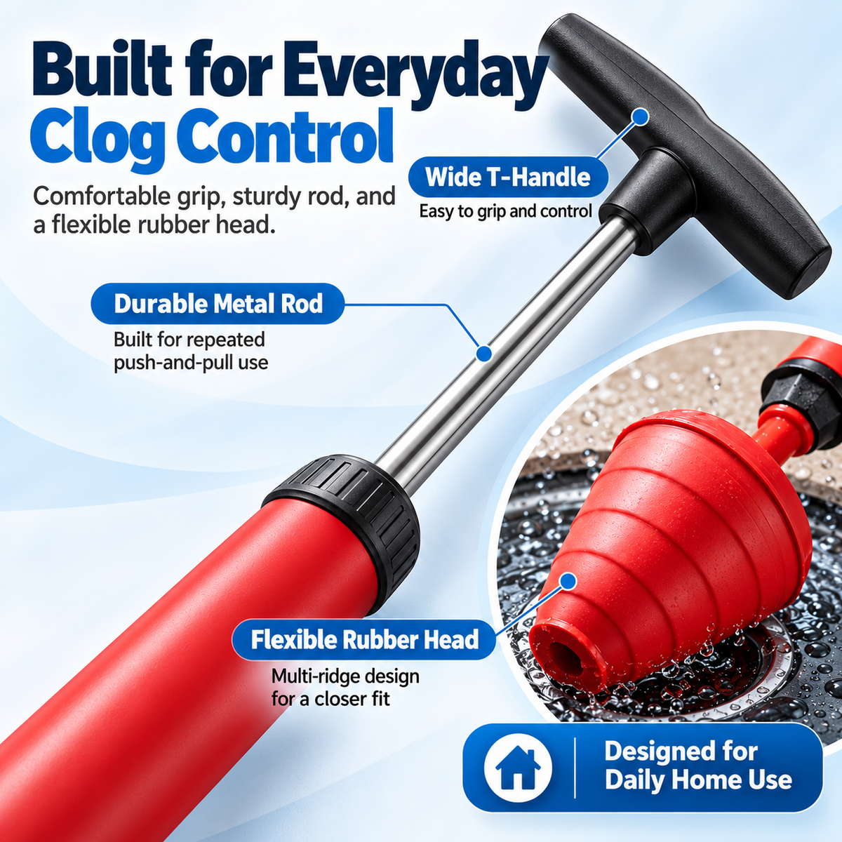 🚽 Manual Air-Pressure Toilet Plunger | Powerful Pump-Action Drain Unclogger 💨