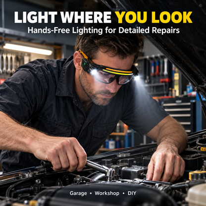 LED Glasses Headlamp 👓💡Hand-Wave Sensor, 5 Modes, IPX4 Waterproof