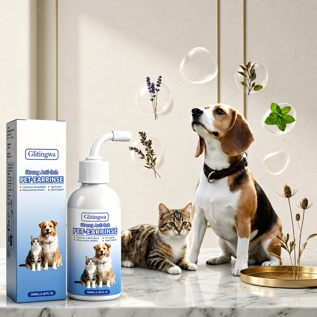 Gentle Pet Ear Wash for Dogs & Cats | Wax, Dirt & Odor Care
