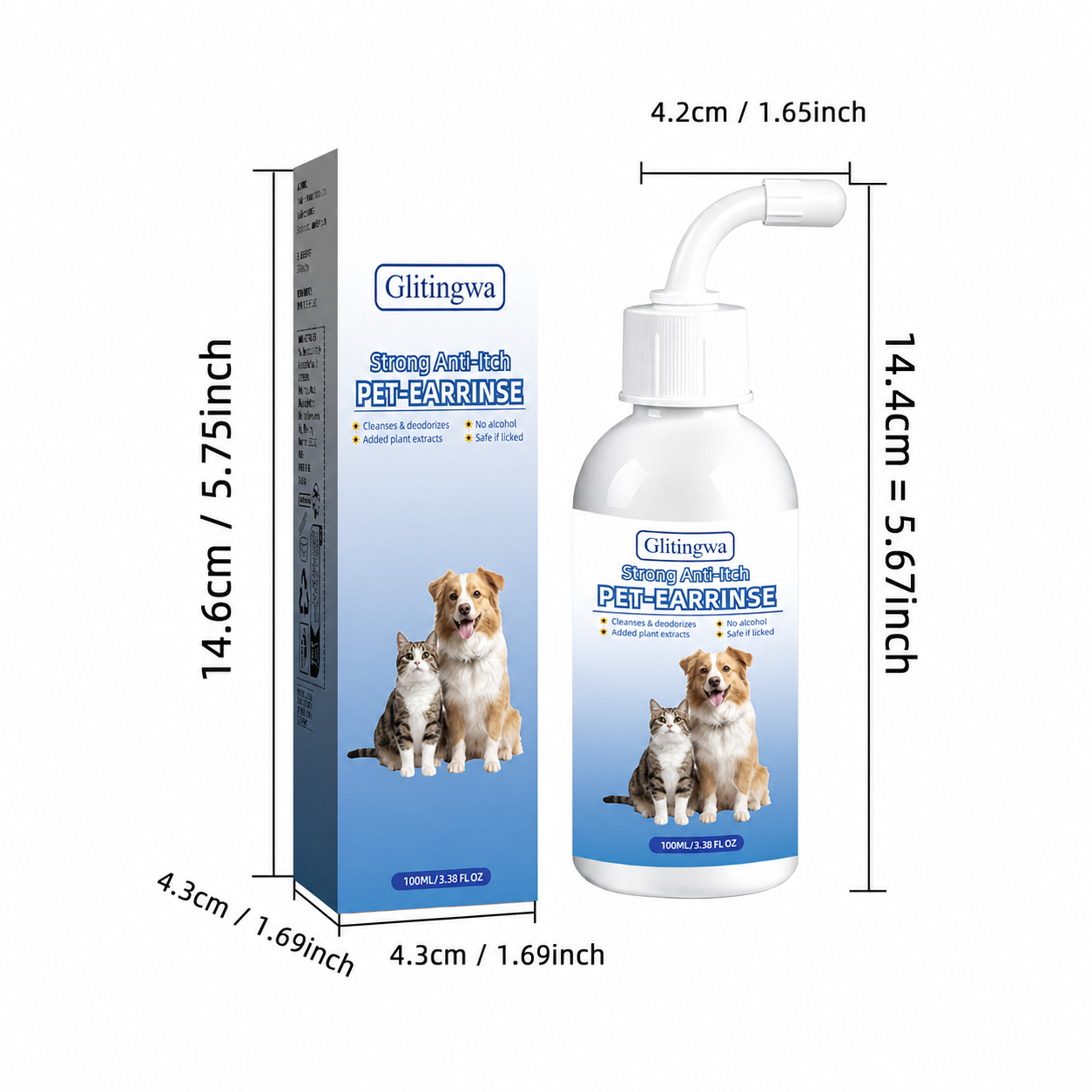 Gentle Pet Ear Wash for Dogs & Cats | Wax, Dirt & Odor Care