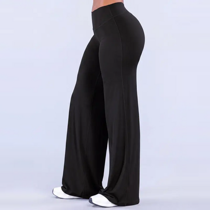 Leopard Print High Waist Wide Leg Pants · Stretchy Casual Trousers