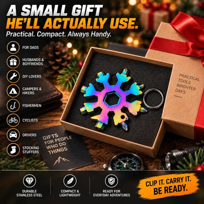 🔥LAST DAY 49% OFF❄️ 18-in-1 Snowflake Multi-Tool 🔧 Stainless Steel EDC Keychain Tool