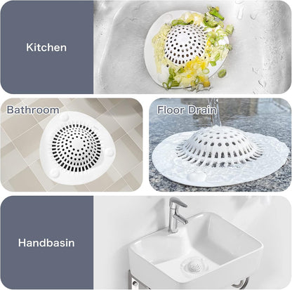 🔥LAST DAY 49% OFF🔥🚿 Convex Silicone Hair Catcher 🧼 with Suction Cups, Reusable Drain Filter