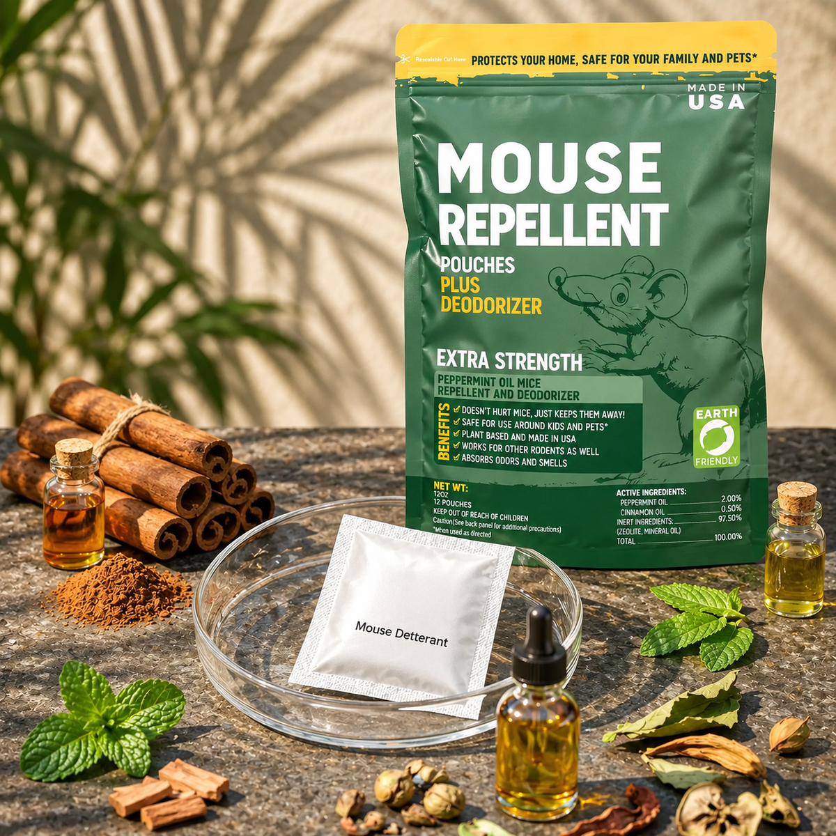 🌿 Mouse Repellent Pouches (12 Pack) · Peppermint Oil for Car & Home