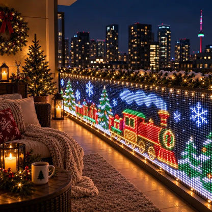 🎄 Smart App-Controlled LED Curtain Lights – Animated Holiday Balcony Display