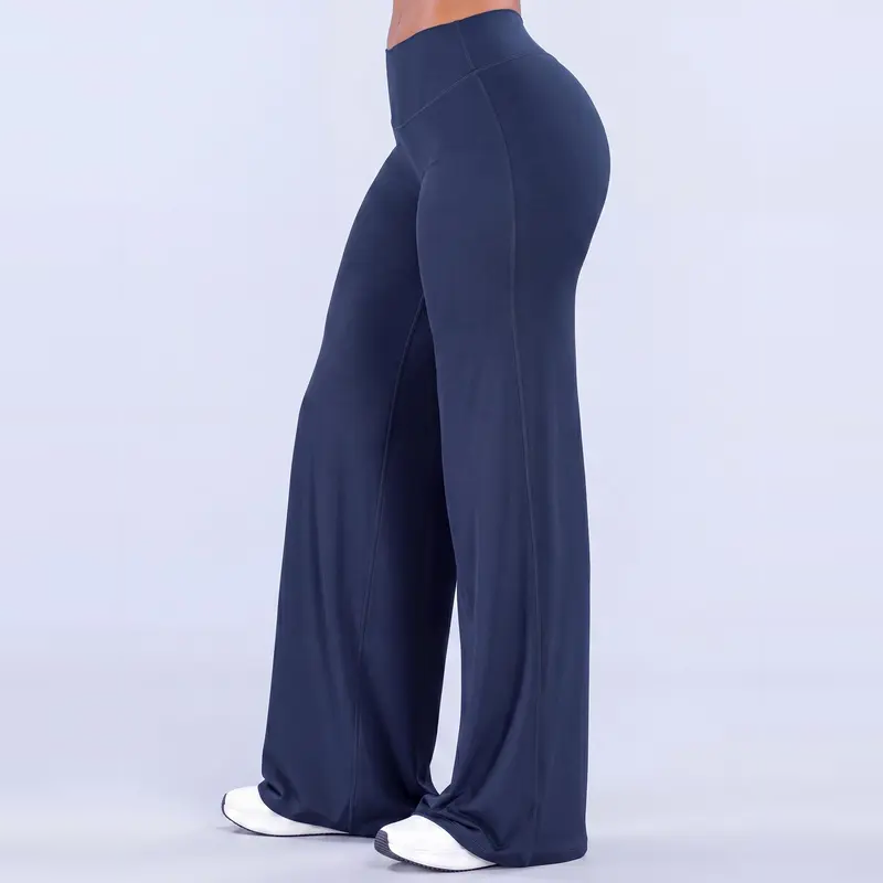 Leopard Print High Waist Wide Leg Pants · Stretchy Casual Trousers